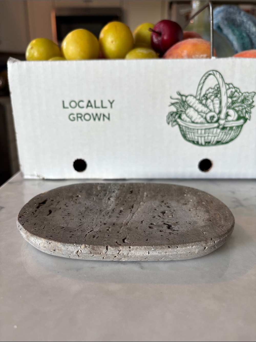 Handmade Stone Soap Dish in Rustic Charcoal
